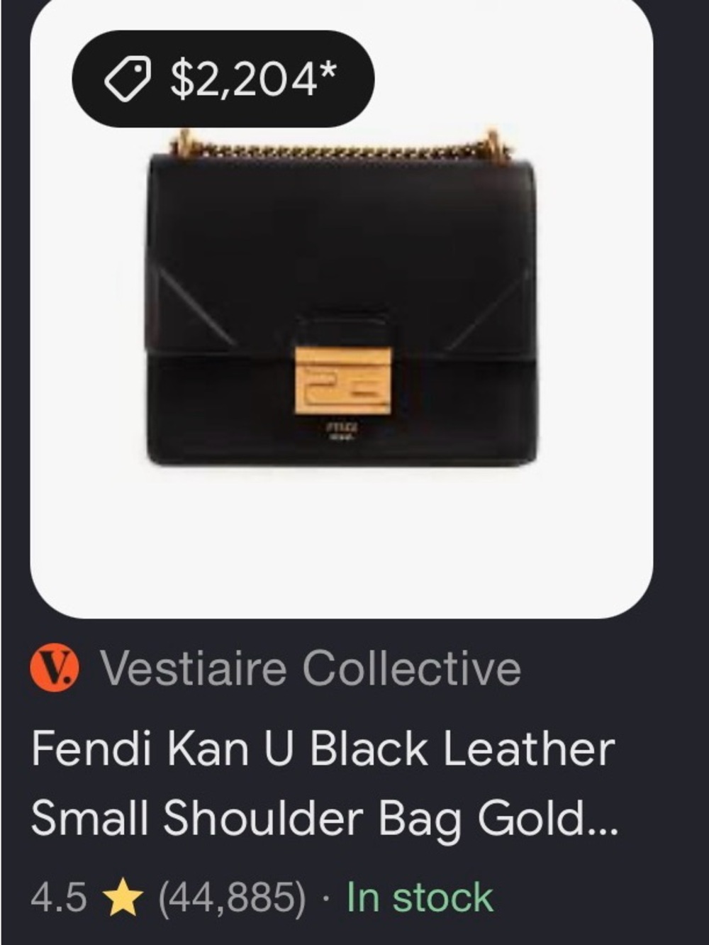 Fendi Black Leather Kan U Small Shoulder Bag with Gold Hardware